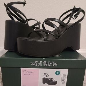 Black Wedge Heels Size 9